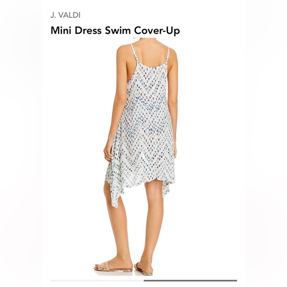 J Valdi Cover up Blue White Dress Size Medium Abstract Mosaic print - Picture 2 of 10